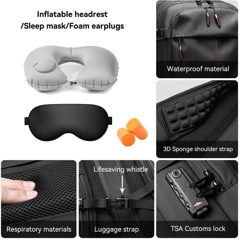 Kabaqoo 60L Airback Vacuum Seal Compression Travel Backpack - Expandable, Waterproof, and TSA Lock with Electric Airpump Included