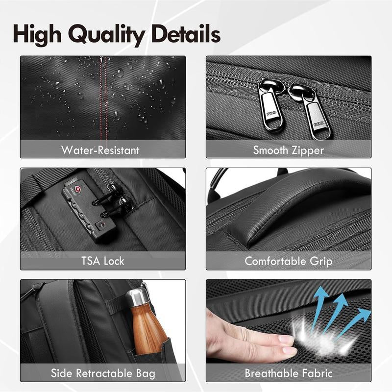 Kabaqoo 60L Airback Vacuum Seal Compression Travel Backpack - Expandable, Waterproof, and TSA Lock with Electric Airpump Included